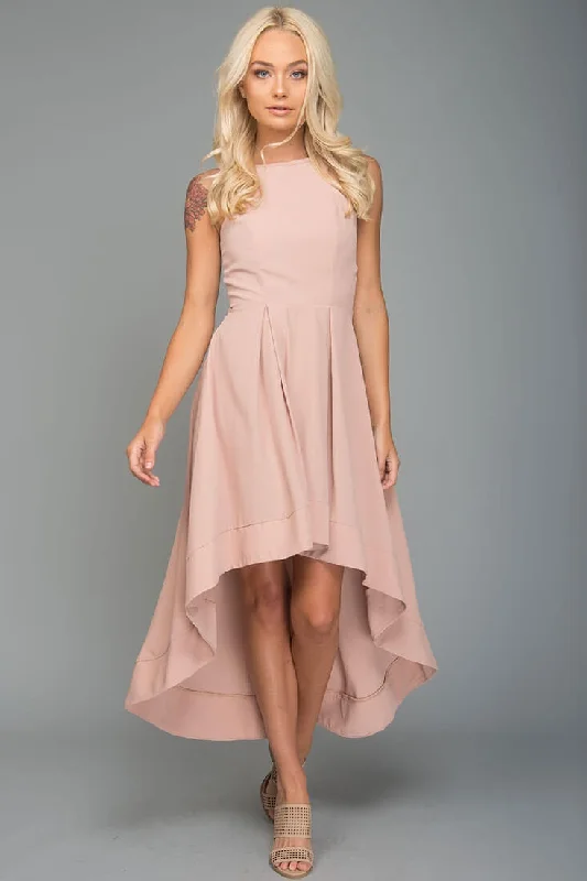 Ladies party dress sexy -Eliana High-Low Party Dress Blush