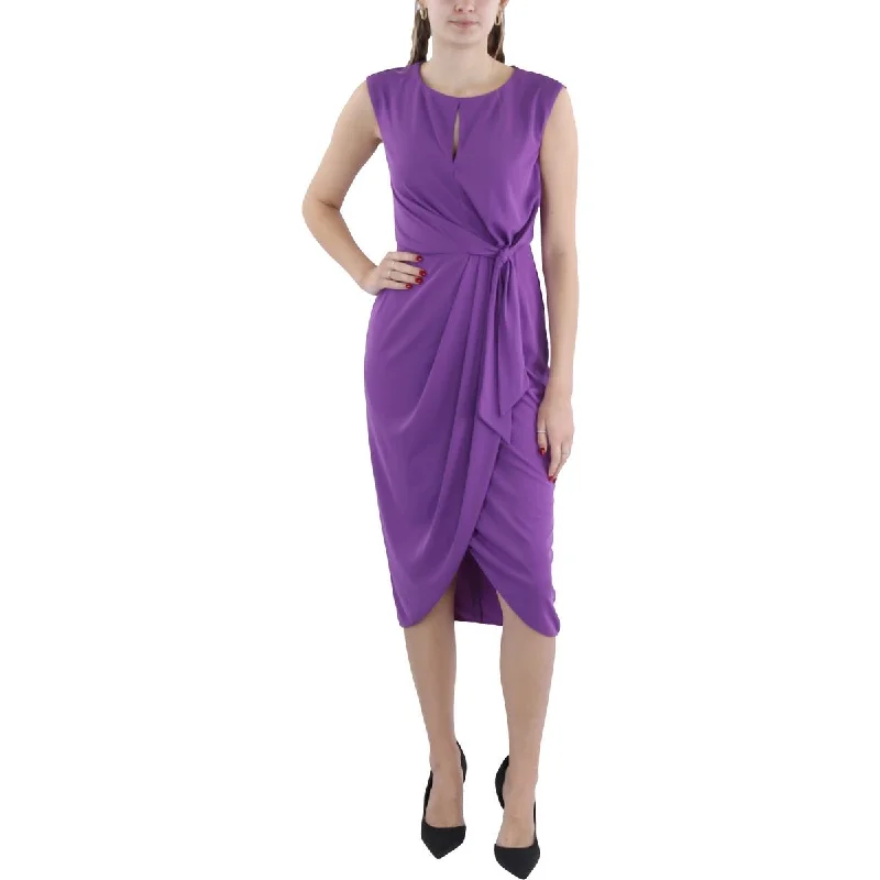 Ladies sleeveless dress casual -Womens Faux Wrap Sleeveless Evening Dress