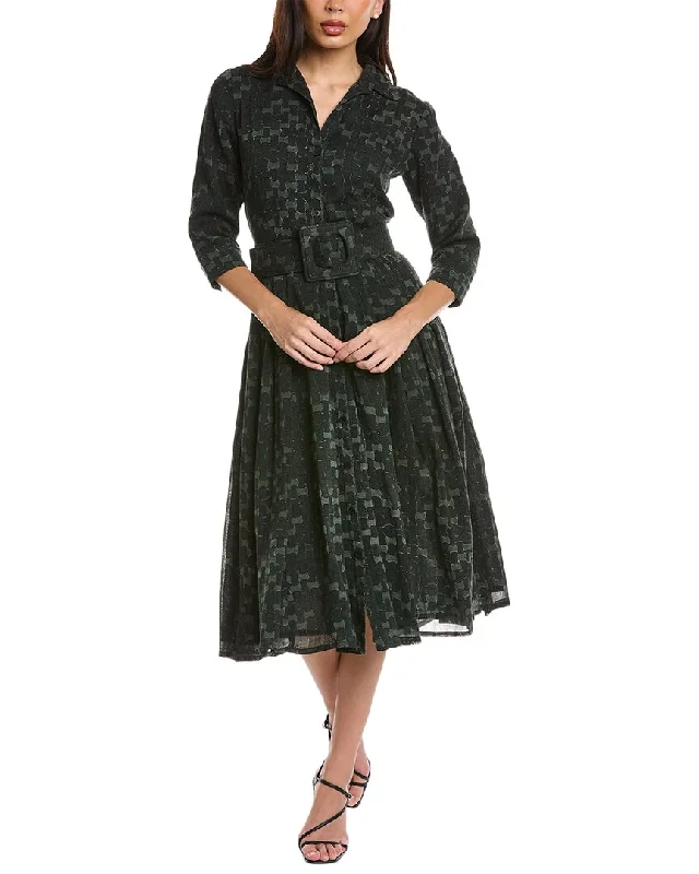 Women's shirt dress bishop sleeve -Samantha Sung Patricia Wool Shirtdress