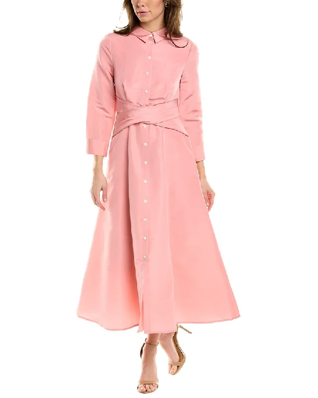 Women's shirt dress bell sleeve -Carolina Herrera Silk Trench Shirtdress