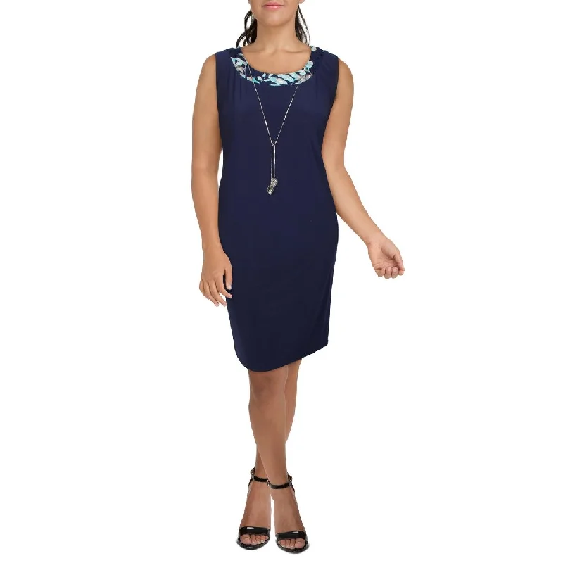 Ladies sleeveless dress concert -Plus Womens Knit Sleeveless Shift Dress