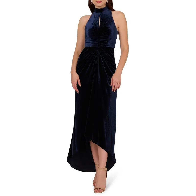 Ladies party dress espresso -Womens Velvet Hi-Low Cocktail And Party Dress