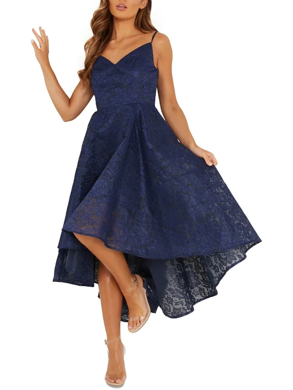 Ladies party dress dance -Juniors Womens Lace Hi-Low Cocktail and Party Dress