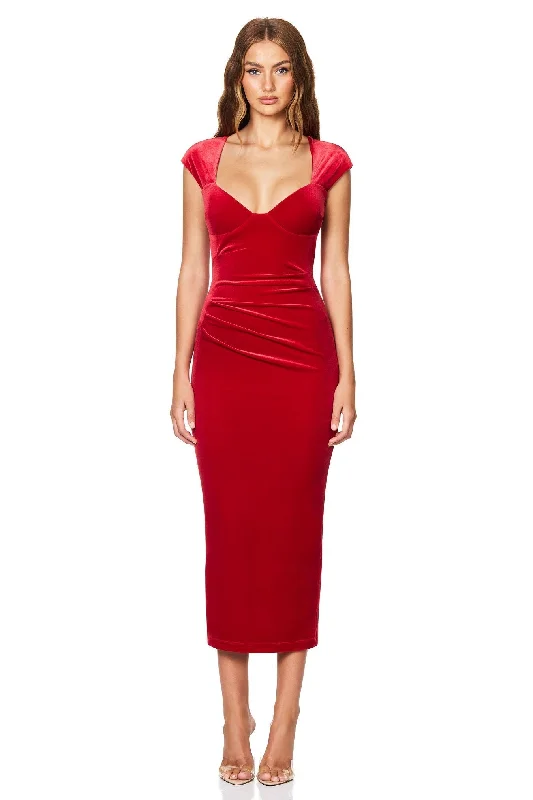 Ladies midi dress retreat -Nookie Mystery Midi Dress - Red