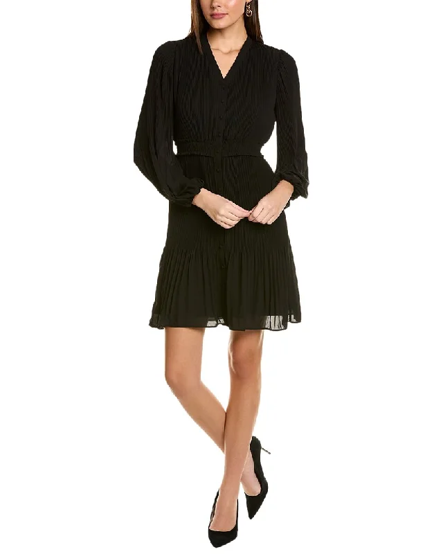 Women's shirt dress balloon sleeve -Nanette Nanette Lepore Accordion Pleated Shirtdress