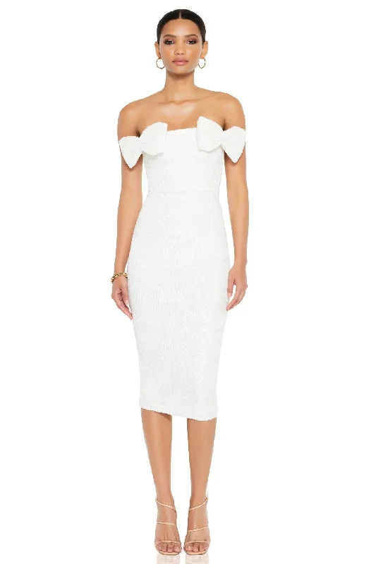 Ladies midi dress elegant -Nookie Charisma Midi Dress - White