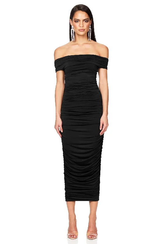 Ladies midi dress tribal -Nookie Element Midi Dress - Black