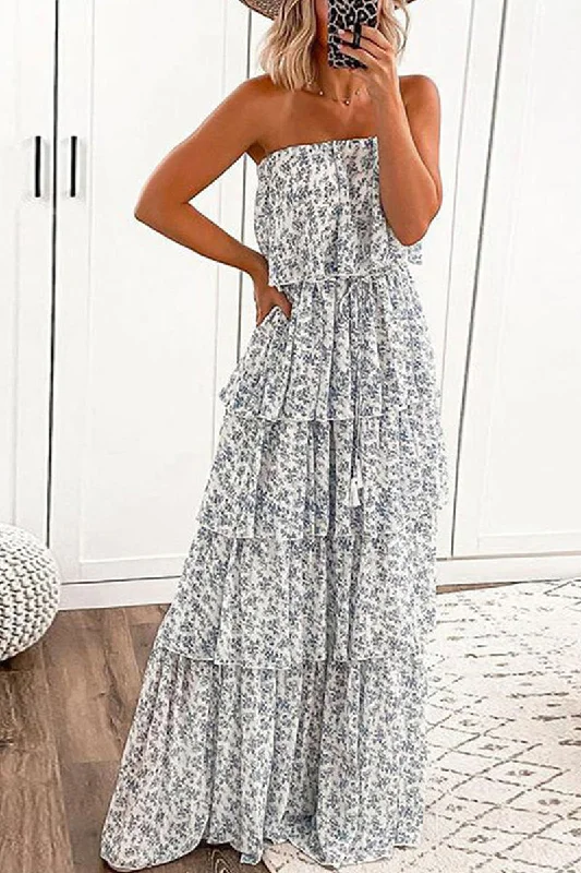 Women's maxi dress affordable -Sexy Renesmae Pocketed Trendy Halter Maxi Dress