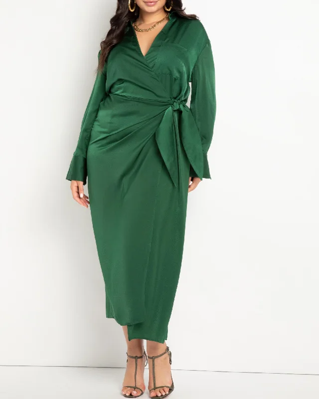 Women's maxi dress sustainable -Quinn Satin Maxi Wrap Dress | Eden