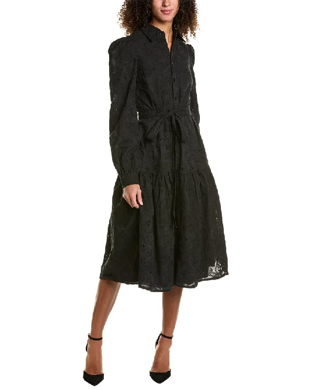 Women's shirt dress bishop sleeve -Rachel Parcell Embroidered Shirtdress