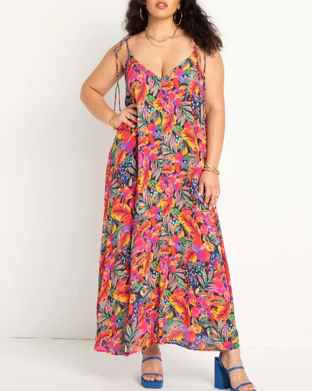 Women's maxi dress cotton -Tie Strap Maxi Dress Coverup | Rio Garden