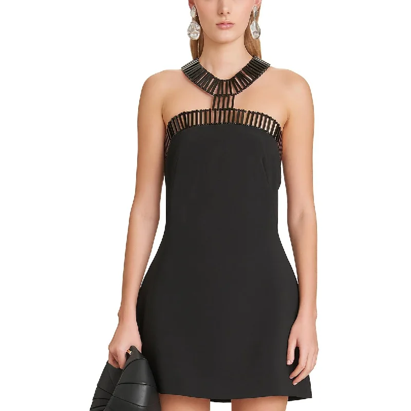 Ladies party dress glamorous -Seraphina Womens Beaded Halter Cocktail And Party Dress