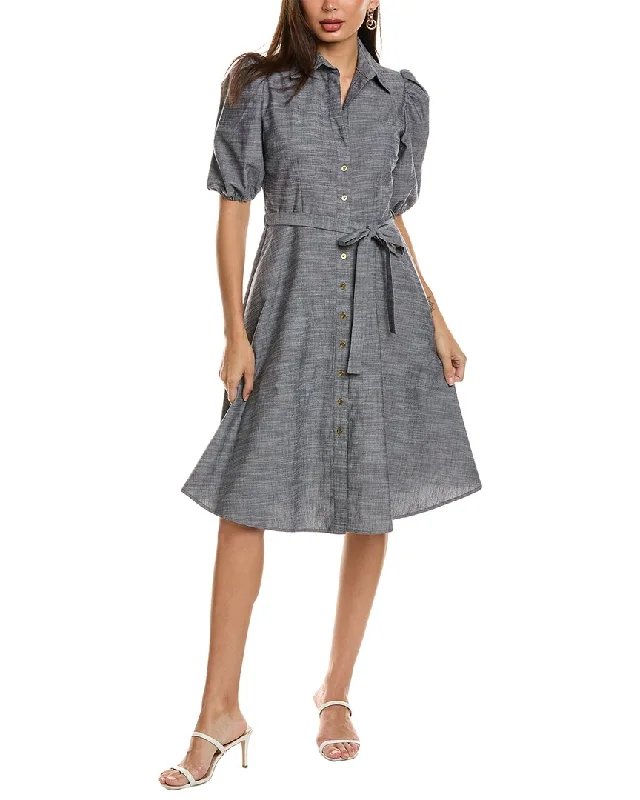 Women's shirt dress conference -Sharagano Puff Sleeve Shirtdress