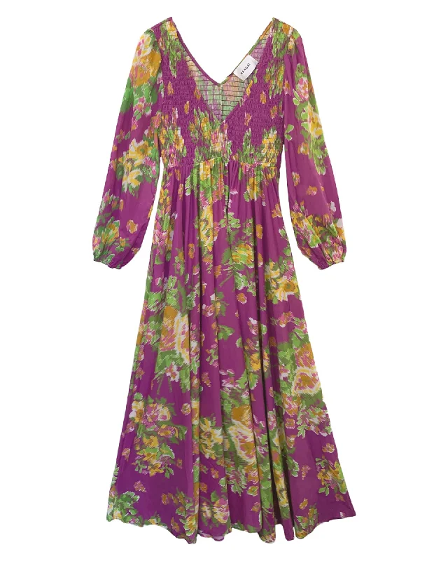 Women's maxi dress fitted -The Joni Magenta Floral Maxi Dress | Magenta Floral