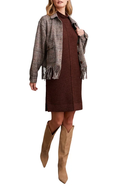 Ladies sleeveless dress warm -Sleeveless Sweater Dress In Marsala