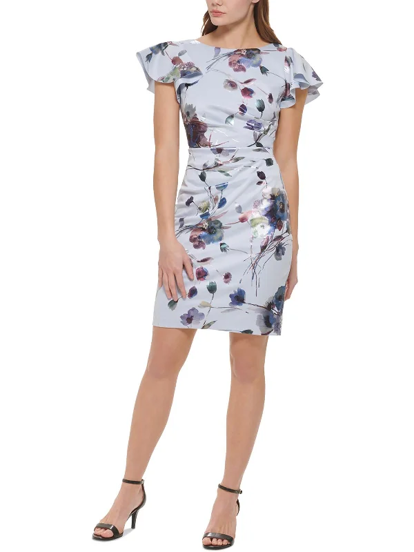 Ladies party dress lively -Petites Womens Floral Print Polyester Cocktail And Party Dress