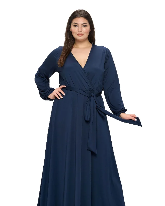 Women's maxi dress orange -Espinoza Surplice Maxi Dress | Navy