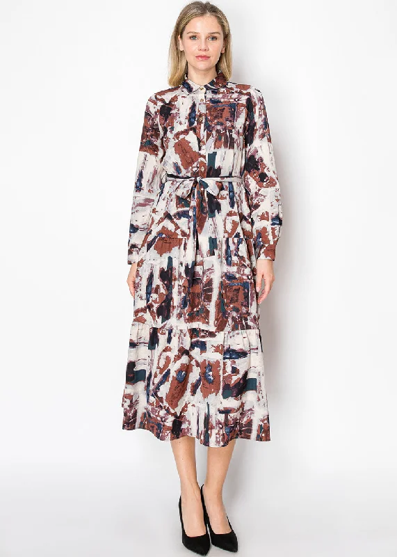 Women's shirt dress wedding guest -Autumn Palette Shirt Dress