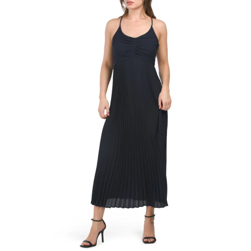 Women's maxi dress belted -Nanette Lepore Women's Strappy V-Neck Pleated Maxi Dress