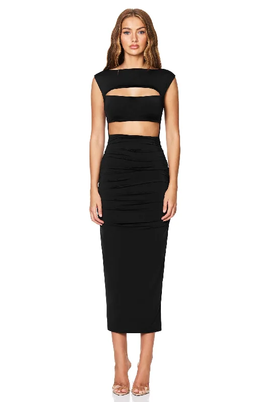 Ladies midi dress semi-formal -Nookie Enigma Cut Out Midi Dress - Black