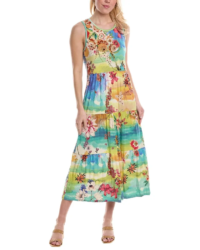 Ladies sleeveless dress timeless -Johnny Was Tie Dye Sleeveless Tiered Dress