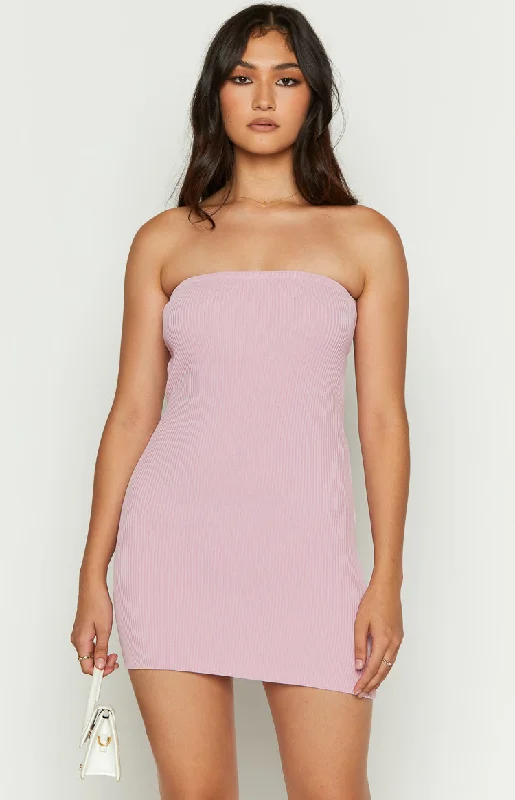 Women's mini dress slim fit -Rebecca Pink Mini Dress