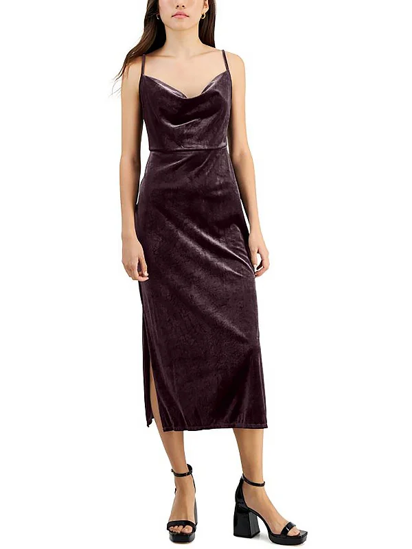 Ladies party dress flowy -Petites Womens Prom Velour Cocktail And Party Dress