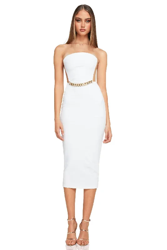 Ladies midi dress affordable -Nookie Scandal Midi Dress - White