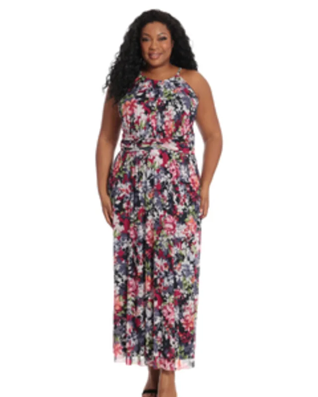 Women's maxi dress festival -Ally Keyhole Halter Maxi Dress | Navy/Pink