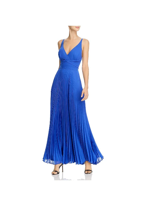 Ladies sleeveless dress awards night -Womens Pleated Sleeveless Evening Dress