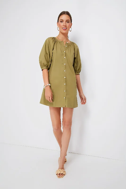 Women's mini dress edgy -Khaki Mini Vincent Dress