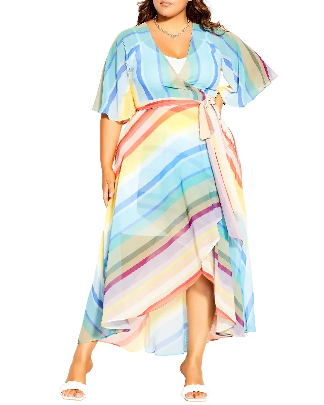 Women's maxi dress floral -Avril Striped Maxi Dress | Turquoise / Yellow