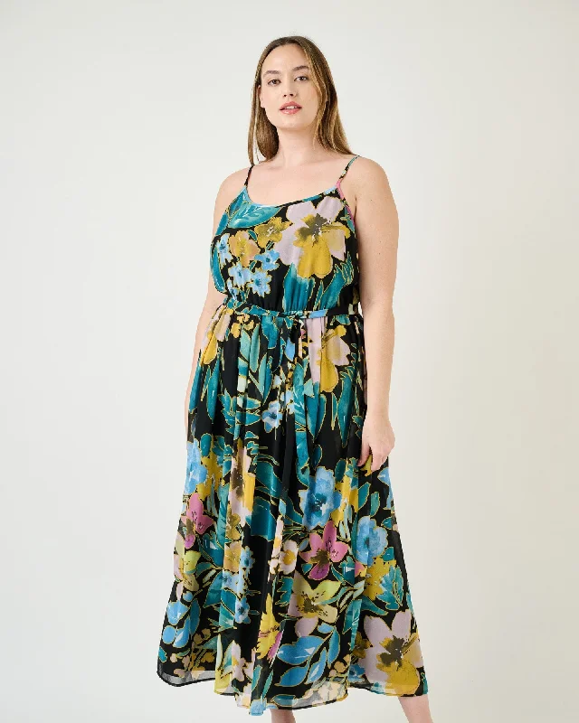 Women's maxi dress designer -Kimber Floral Maxi Tank Dress | K724 Black