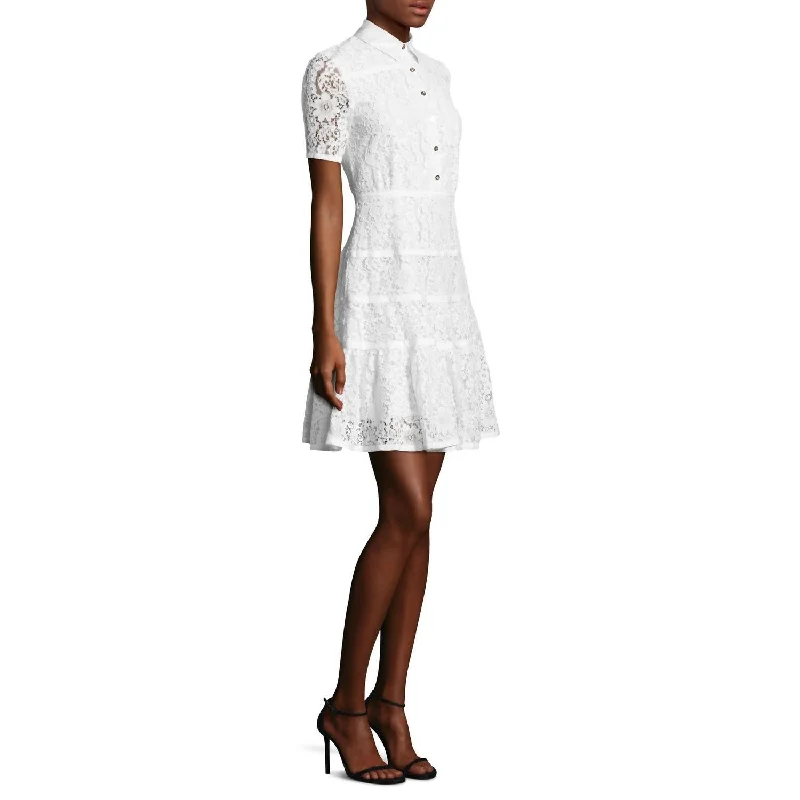 Women's shirt dress western -Meadow Lace Shirtdress In Magnolia White