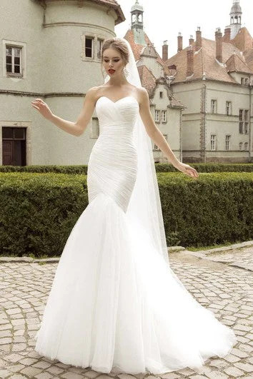 Ladies sleeveless dress wrap -Sweetheart Mermaid Sleeveless Floor-length Ruching Dress