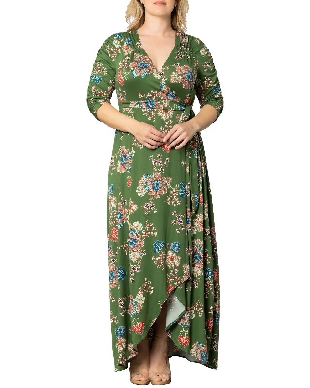 Women's maxi dress plus size -Meadow Dream Maxi Dress | OLIVE FLORAL PRINT