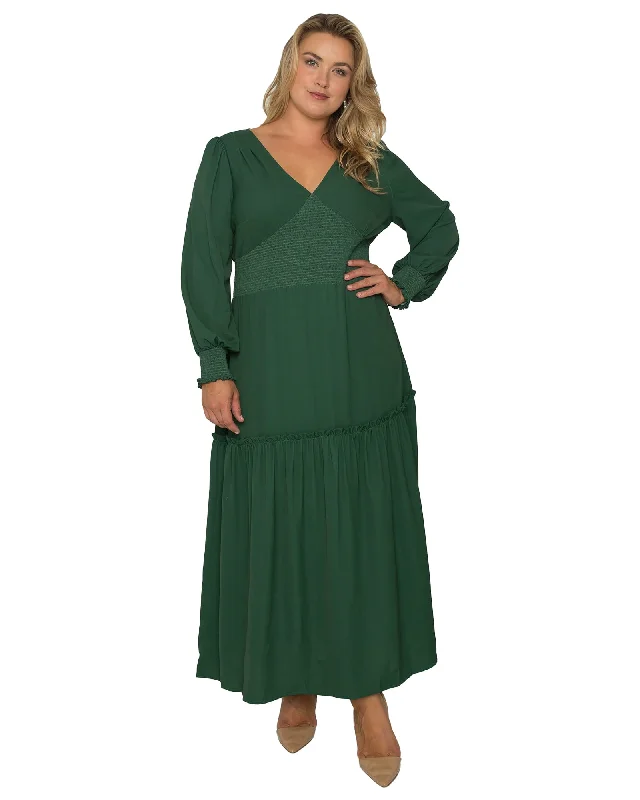 Women's maxi dress striped -Isabelle Smocked Waist Maxi Dress | Green