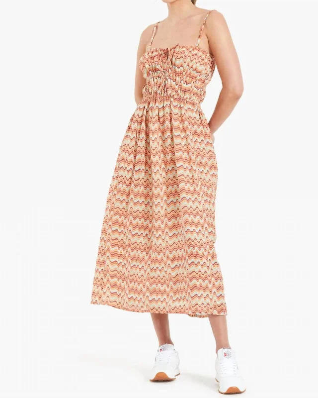 Ladies midi dress daywear -Francesca Midi Dress in Vadella Print Dusk | Vadella Print Dusk