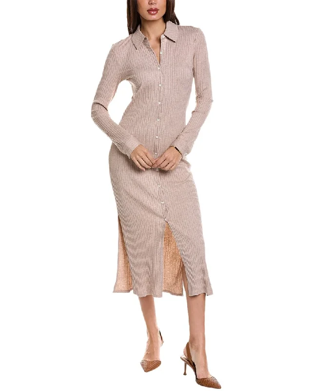 Women's shirt dress balloon sleeve -Theory Ribbed Shirtdress