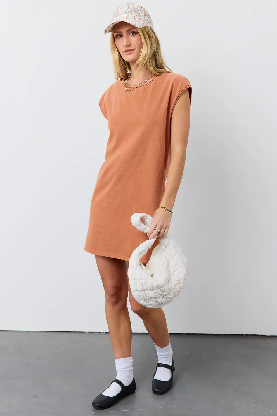 Women's shirt dress tunic -Elena T-Shirt Dress in Clay - FINAL SALE