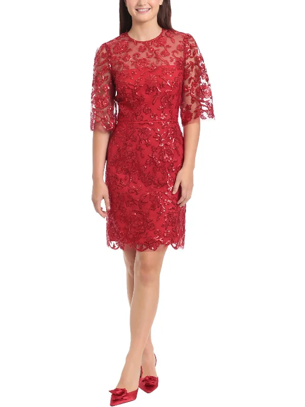 Ladies party dress wedding reception -Womens Floral Sequin Cocktail and Party Dress