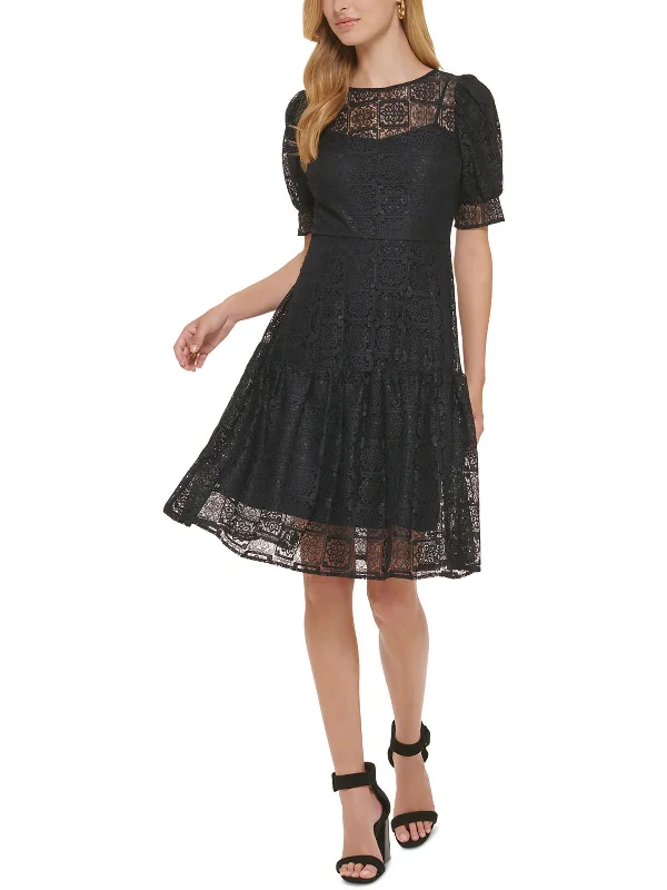 Ladies party dress shimmering -Womens Lace Cocktail And Party Dress