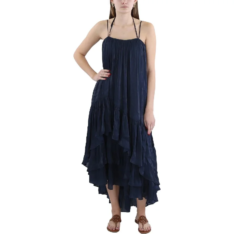 Ladies party dress twinkling -Womens Hi-Low Pleated Cocktail And Party Dress