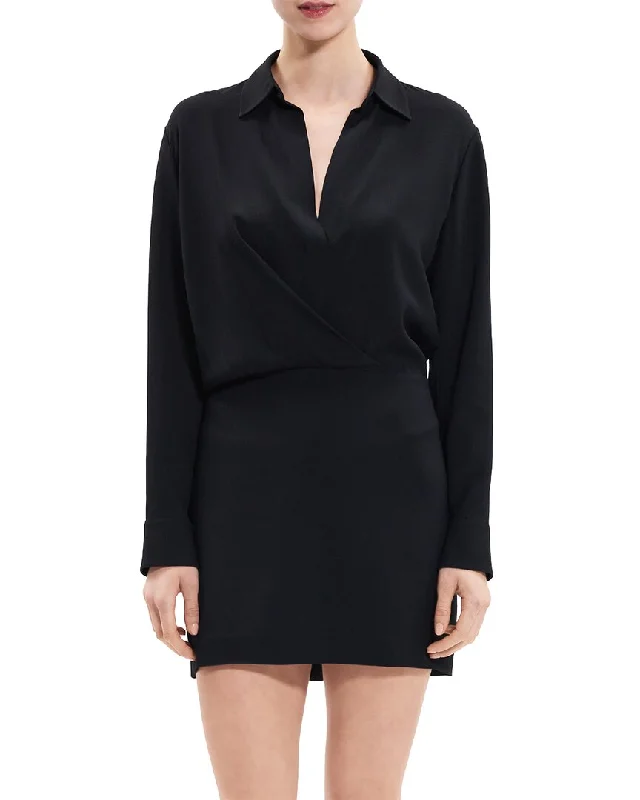 Women's shirt dress layered -Theory   Wrap Shirtdress