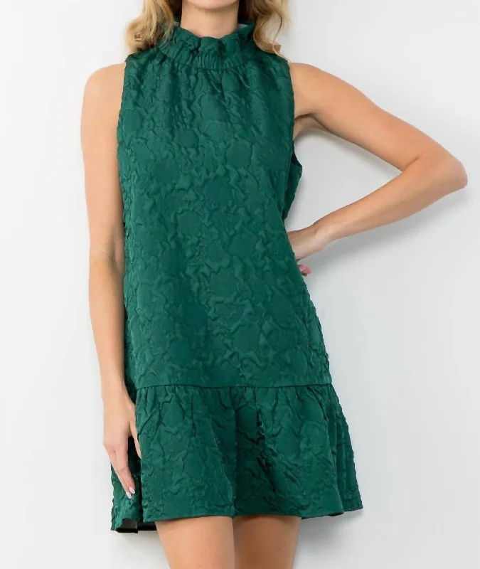 Ladies sleeveless dress luncheon -Mariana Sleeveless Textured Dress In Green