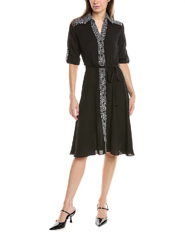 Women's shirt dress snake print -Nanette Nanette Lepore Tweed Trim Shirtdress