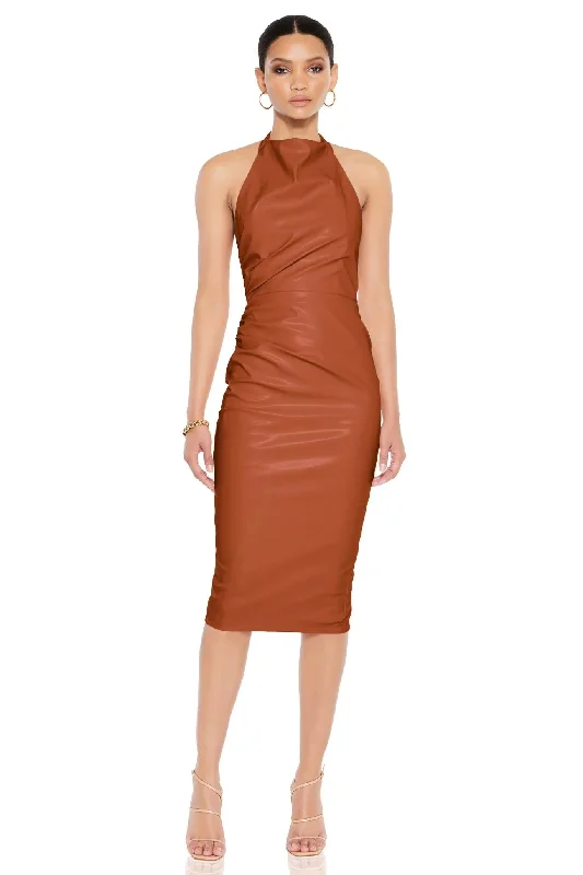 Ladies midi dress backless -Nookie Rebel Midi Dress - Tan