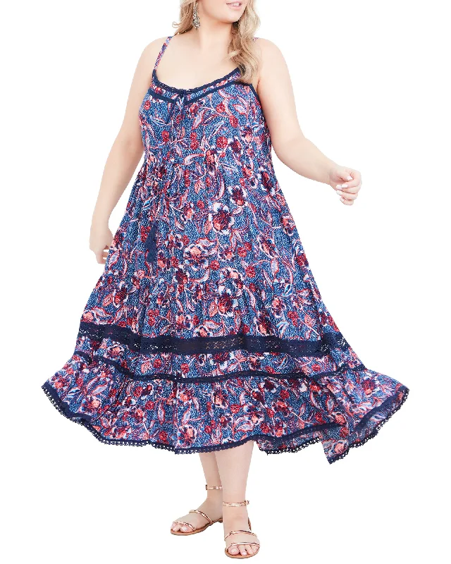 Women's maxi dress office -Lacey Hi-Lo Maxi Dress | Navy / Red