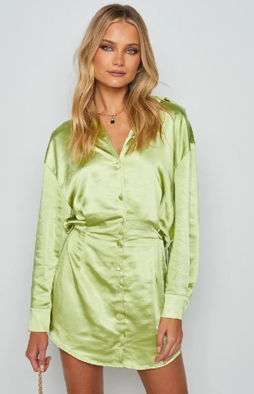 Women's mini dress flutter sleeve -Deeper Water Mini Dress Green