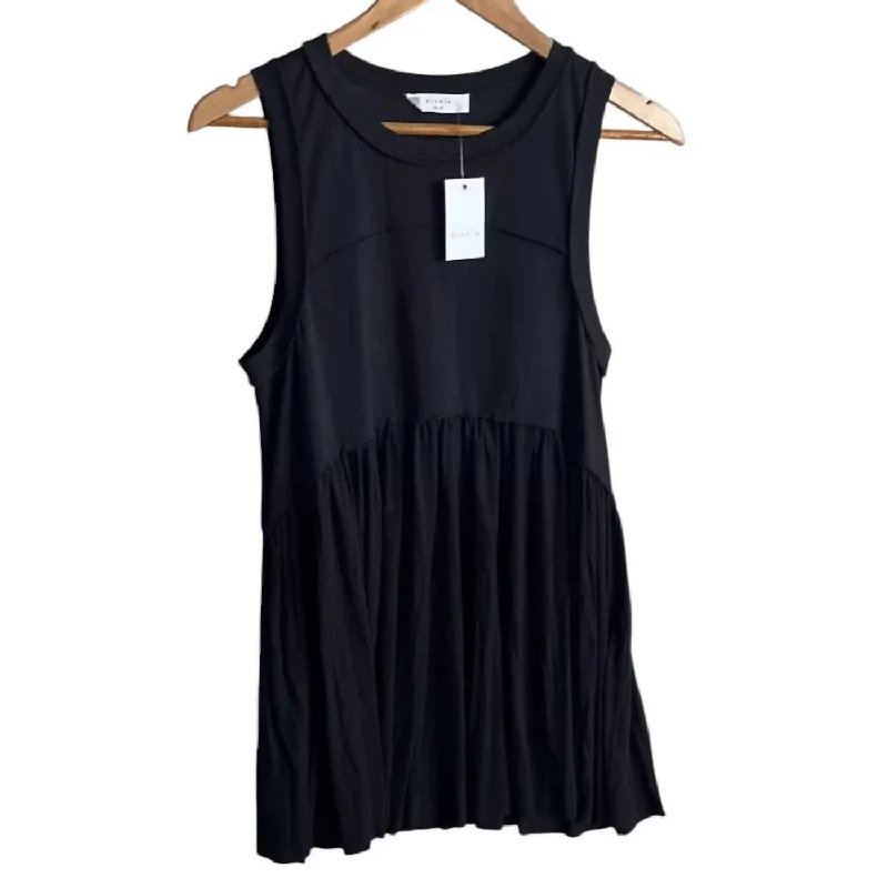 Ladies sleeveless dress green -Women's Sleeveless Pleated Dress In Black